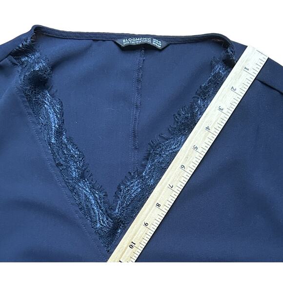 Bloomchim Navy Blue V-Neck Long Sleeve Wrap Front Top 14/16 - Picture 8 of 10